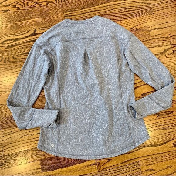 LULULEMON Outrun Long Sleeve Rulu Top Jacquard Artic Ice Gray White 8 Medium - Picture 12 of 13